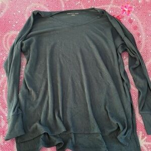 American Eagle Outfitters Black Ribbed Long Sleeve Tee